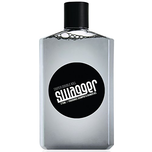 Swagger Fragrance Shower Gel - Sniper Double Kill, Shower Gel & Shampoo Two-in-One Formula for Men, 270ml / 9.1 Fl Oz / Jasmine and French-Rose Base with Musk and Cedar Scent