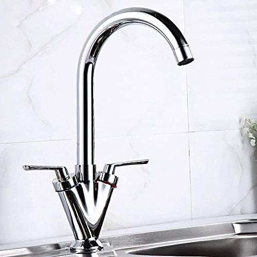 Mitigeur d'évier de cuisine à bec pivotant robinet monobloc chromé