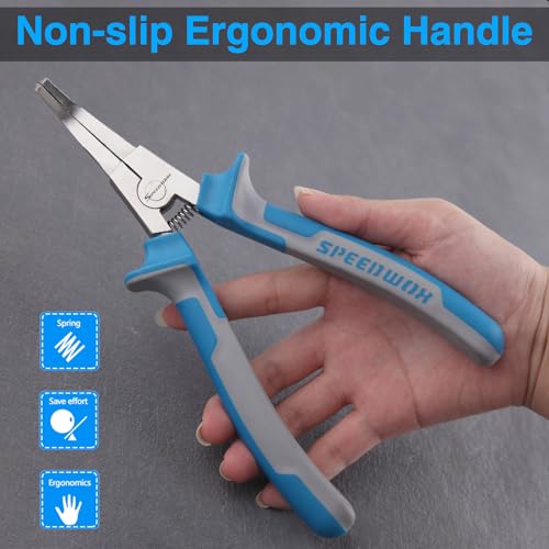 Image of SPEEDWOX 8 inch Special Lock Ring Pliers With Hole Bent Jaw Tips C-Clip Retaining Snap Angle Circlip Pliers for Ring Remover Automatic Transmissions Transfer Case