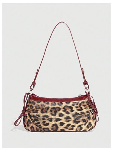 Verdusa Women's Y2K Purse Leopard Bag Top Handle Leather Underarm Shoulder Handbags2