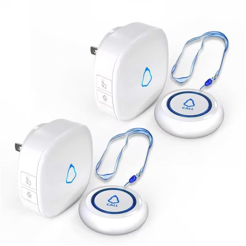 Image of Caregiver Pager, METAK Wireless Call Button for Elderly /Senior at Home, 2 Receivers + 2 SOS Buttons, Emergency Panic Call Bell, Medical Life Alert Necklace System for Patients, Disabled, Nurses