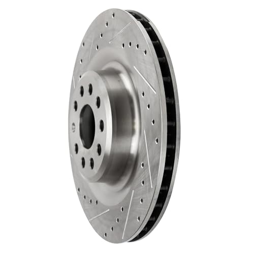 Image of Detroit Axle - Brake Rotors for 2016-2021 Tesla Model S Model X, Drilled and Slotted Disc Brake Rotors Replacement: 13.98 inch inch Front and 14.37 inch inch Rear Rotors