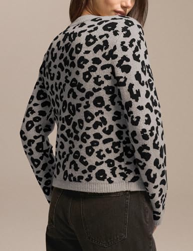 Leopard Cardigan Sweaters for Women Lightweight Animal Cheetah Print Cardigans Knit Sweater Tops Fall Outfits Clothes3
