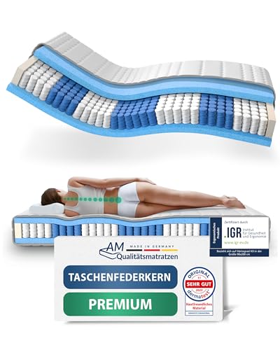 AM Qualitätsmatratzen Premium Taschenfederkernmatratze...