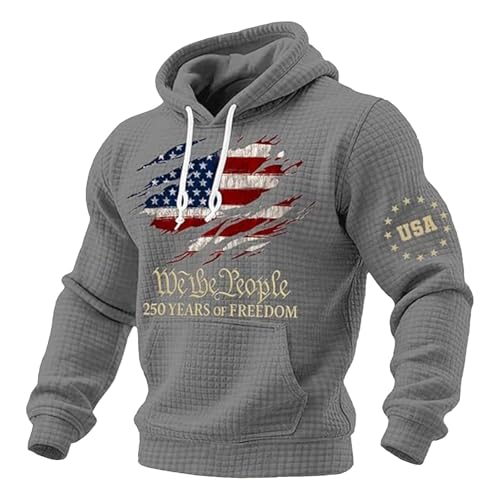 Sudadera con capucha corta de diseño patriótico americano y tejido deportivo