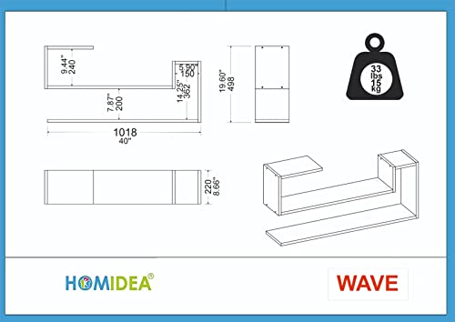 HOMIDEA Wave Étagère manga Murale - Blanc - étagère à Livres et manga décorative de style moderne – Image 6