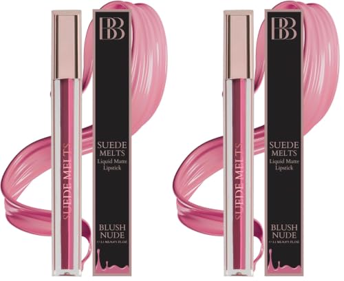 Image of Bergamot Beaute Matte Liquid Lipstick Suede Melts Non Transfer, Waterproof, Kiss Proof Long Lasting Upto 8 + Hours For Women 2.1ml (Blush Nude) (Pack of 2)