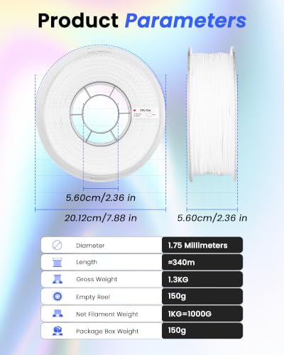 Image of AMOLEN 75A TPU 3D Printer Filament 1.75mm, Extra-Soft & Highly Flexible TPU, Cushioning for Insoles, Wearables, Flexible Lattices, Protective Pads & Soft Parts, White 1kg