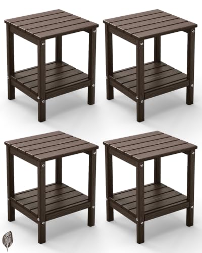 GREENVINES Adirondack Beistelltisch für den Außenbereich, 35,6 x 33 cm, HDPE-Kunststoff, Allwetter-Beistelltische mit Ablage, für Pool, Innen- und Außenbereich, Veranda, Wohnzimmer, Terrasse,