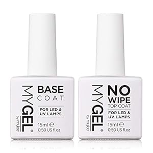 MYGEL by Mylee Nail Gel Polish No-Wipe Top & Base Coat 2x15ml UV/LED Soak-Off Nail Art Manicure Pedicure for Salon…