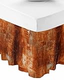 Burnt Orange Bed Skirt Queen Size 18 Inch Drop, Adjustable Elastic Bedskirt Dust Ruffle for Queen Bed, Modern Abstract Geometric Art Oil Painted Wrap Around Bed Skirts Pleated Bed Frame Cover