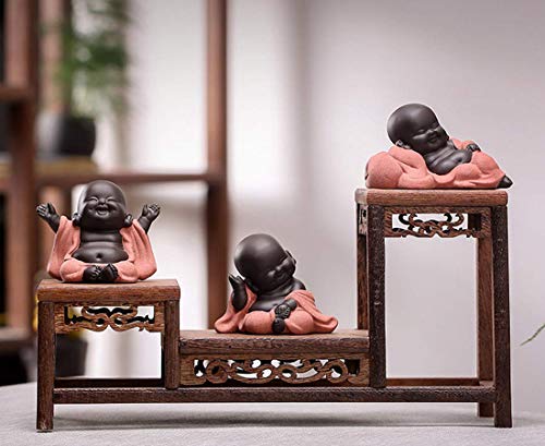 Kingzhuo Ceramic Little Cute Baby Buddha Statue Monk Figurine Buddha Figurines Home Decor Creative Baby Crafts Dolls Ornaments Gift Delicate Ceramic Arts And Crafts (Red) #TOP3