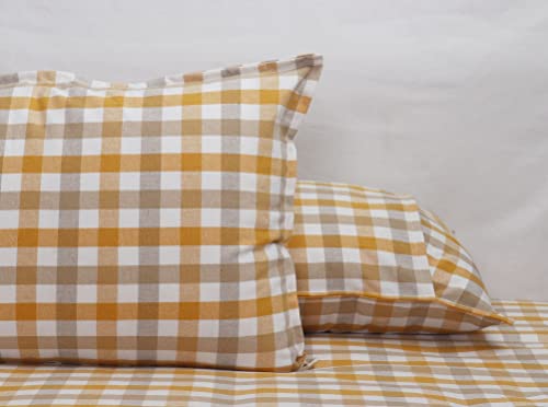 Image of AIRWILL, 200GSM Handloom Cotton Double Bedsheet with 2 Pillow Covers (Lanfranki Yellow)