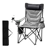 GarveeLife Oversized Padded Camping Chairs, Hevy Duty Folding Camp Chair - 500Lbs Support for Adults - Comfortable Camping Chair with High Back & Pillow, 1 Pack