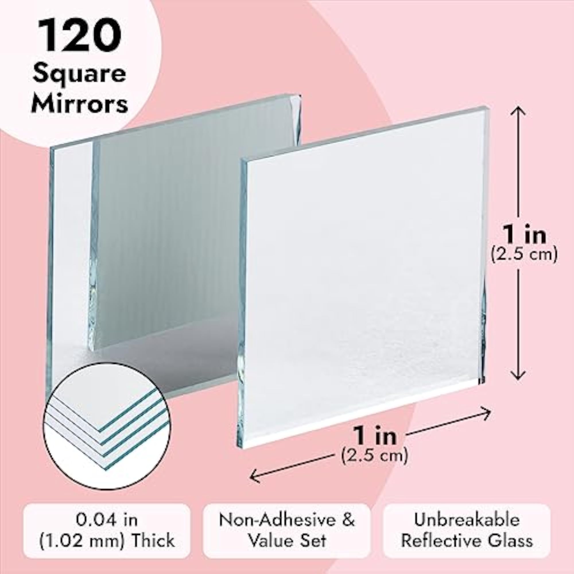 Craft Mirrors - 120-Pack Bulk Square Mirror Tiles