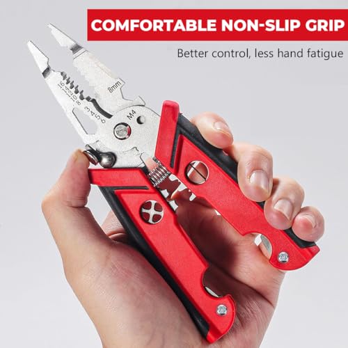 Image of Serplex 18-in-1 Wire Stripper Tool, Cr-V Steel Electrical Wire Stripping, Cutting & Crimping Pliers with Built-in Wrench, Cable Cutter /Crimper, Utility Cutter All-in-One Electrician Tool