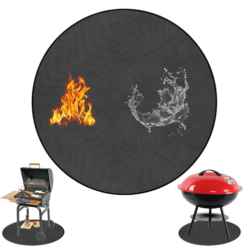 Fire Pit Mat for Decking, 48" Round Fireproof Mat, Heat Insulated Thicken Protective Mat, Round Fireproof Under Grill Mat for Fire Pit, Indoor Fireplaces, BBQ, Grill, Floor, Patio, Camping (120CM)