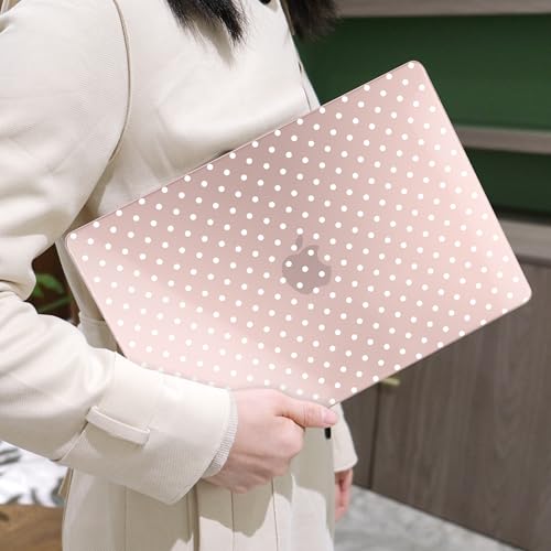 Image of MEEgoodo Case for M5 /M4 /M3 /M2 MacBook Air 13 inch 2026 2025 2024 2022, Fit Model A3449 /A3240 /A3113 /A2681, Case Compatible with MacBook Air 13.6-inch, Pink & White Polka Dots