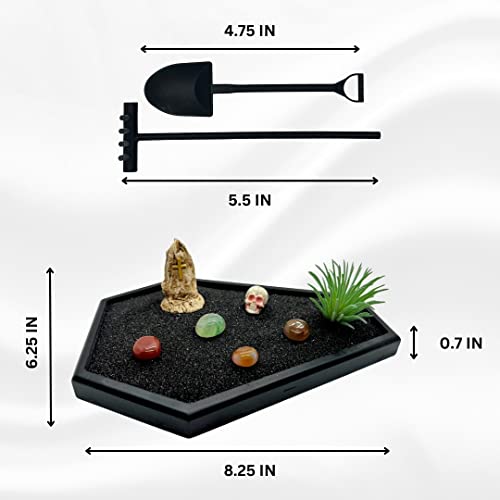 Caskka Coffin Zen Garden - Coffin Zen Garden For Desk - Coffin Desk Sand Zen Garden - Coffin Mini Zen Garden - Coffin Desk Decor Zen - Sand Garden For Office (Black Sand) #TOP2
