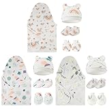 XLSXEXCL 4 Pack Preemie Swaddle Blankets Set, Boho Rainbow Baby Blanket Adjustable Premature Receiving Blankets Infant with Hats gloves, and socks Set for Baby Boys Girls