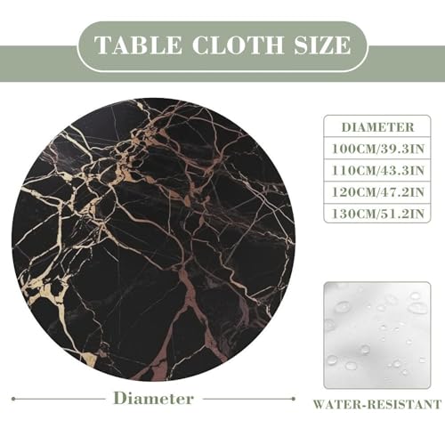 Nappe en marbre noir et doré chic table ronde 120 cm