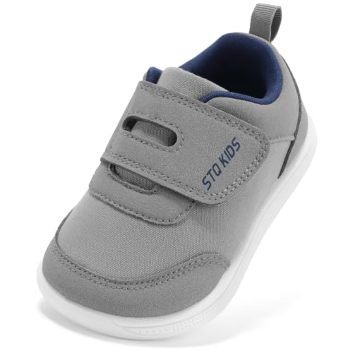 STQ KIDS Toddler Shoes Boys Wide Toe Box Barefoot Sneakers Grey Blue Size 5