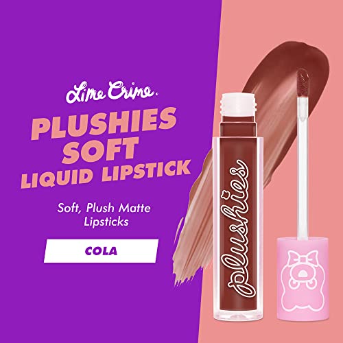 Lime Crime Plushies Soft Matte Lipstick, Cola (Sheer Earthy Brown) - Blackberry Candy Scent - Plush, Long Lasting & High Comfort For All-Day Wear - Talc-Free & Paraben-Free #TOP1