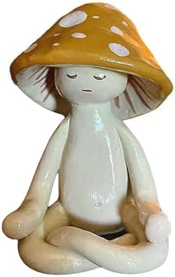 Meditation Mushroom Resin Statue - Cute Meditation Mushroom Statu...