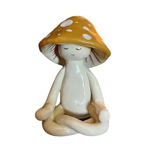 CYjorkbgg Meditation Mushroom Resin Statue - Cute Meditation Mushroom Statue for Desk...