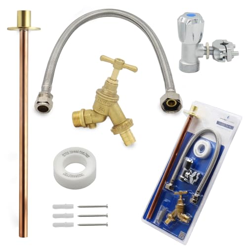 Outdoor Tap Kit Self-Cutting Valve Copper Pipe with Fittings Complete DIY Set