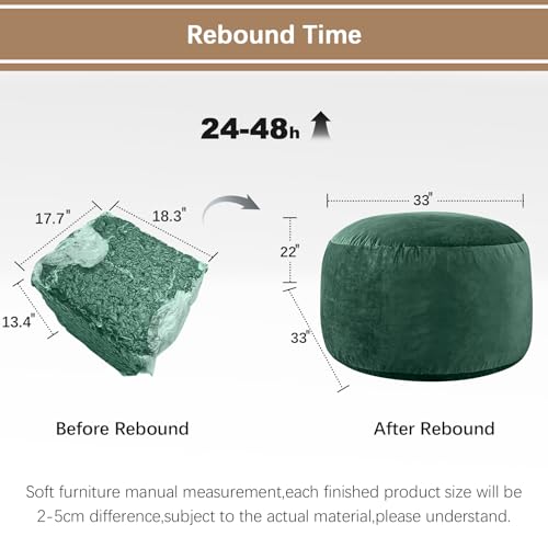Image of Bean Bag Chairs for Adults - Memory Foam Furniture BeanBag Chair - Kids /Teens Sofa with Soft Micro Fiber Cover - Round Fluffy Couch for Living Room Bedroom College Dorm