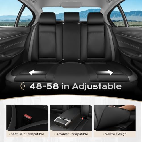 Image of Coverado Car Seat Covers Full Set, Seat Covers for Cars, Front Seat Covers and Back Seat Cover Waterproof Leather Automotive Seat Cover, Universal Car Interior Protectors Cushion for Most Cars