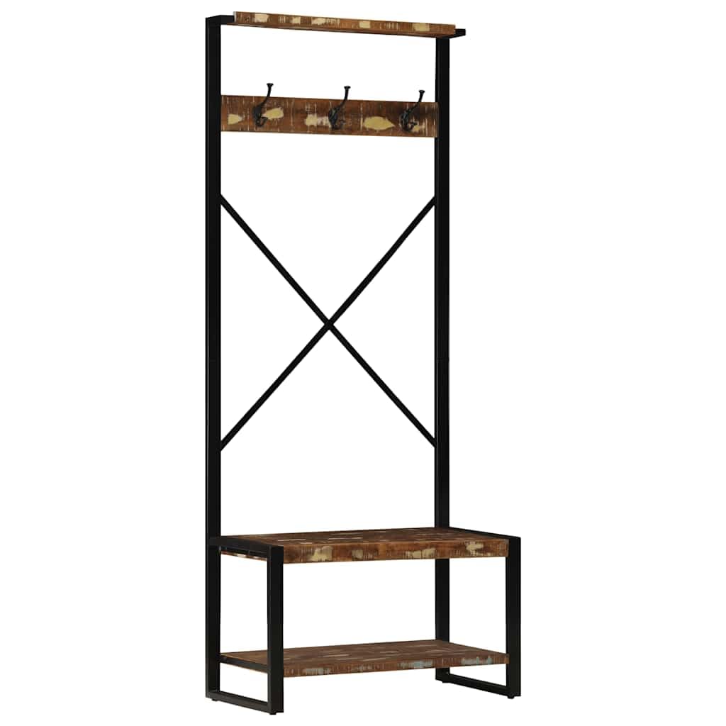 Homgoday Perchero Multicolor Madera Maciza reciclada 80x40x190 cm Estantería de Pared Colgante Flotante Almacenamiento Espacio Decoración Artículos Diarios en Familia