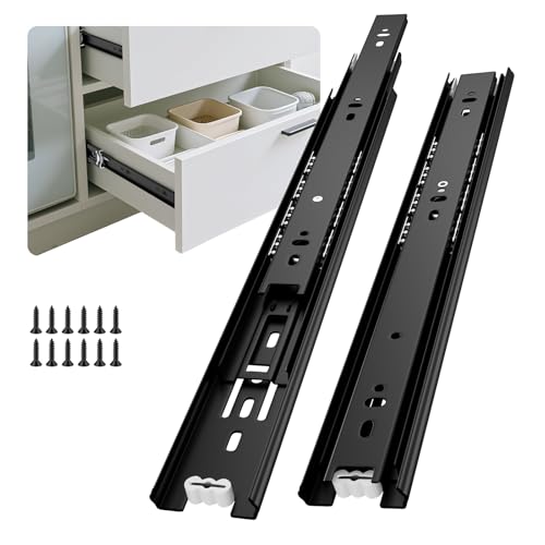 Ubisin Full Extension Ball Bearing Drawer Slides 12 Inch Side Mount Cabinet Rails 1 Pair Tool Box Trash Can Glides Heavy Duty Kitchen Drawer Runners 100LB Capacity