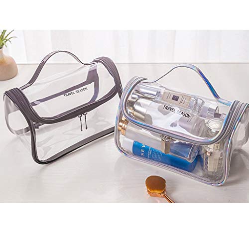 Bolsa de maquiagem, bolsa de maquiagem feminina portátil transparente para viagem, bolsa de higiene