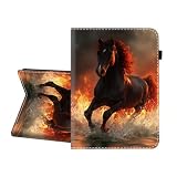CICPLKSE Case for Samsung Galaxy Tab S10 Lite/ S10 FE/ S9 FE 10.9 Inch/ S9 11 Inch,Premium PU Leather Cover with Auto Sleep Wake,Horse Flames