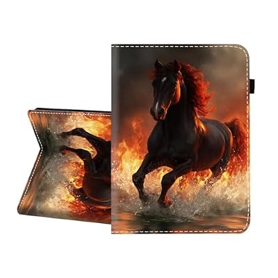 CICPLKSE Case for Samsung Galaxy Tab S10 Lite/ S10 FE/ S9 FE 10.9 Inch/ S9 11 Inch,Premium PU Leather Cover with Auto Sleep Wake,Horse Flames