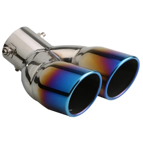 MOCNT Addensato Tubo di Scarico per Auto Acciaio Inossidabile Terminale di Scarico Silenziatore Punta di Scarico Coda Tubo di Scappamento Modificato Uscita Doppio Curva Blu