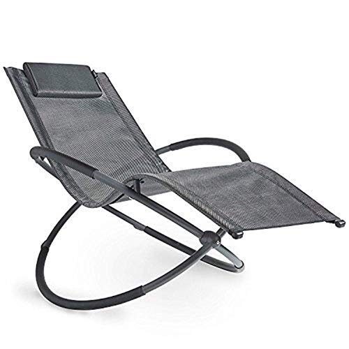 Moon Rocking Sun Lounger - Outdoor Folding Orb Rocking Chair With Pillow For Garden, Patio, Deck