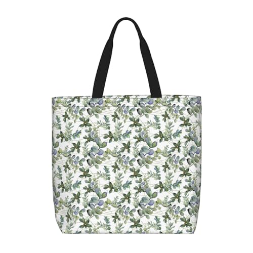 Sac fourre-tout grande capacité imprimé eucalyptus pour vos journées de cours ou de plage