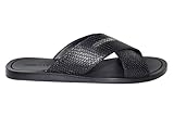 ROBERTO CAVALLI 5489 Italian Mens Black Print Leather Sandals with Logo