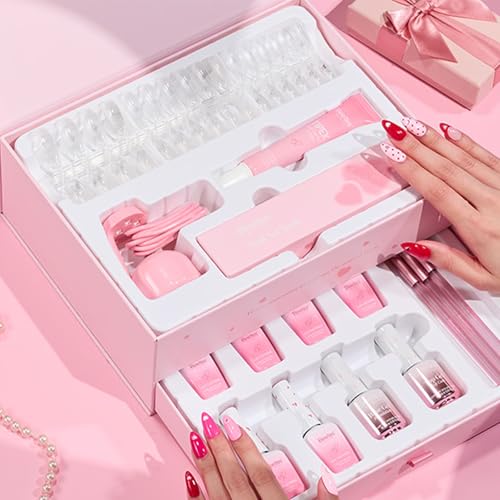 Beetles Tipex Lite Heart Cutout Nail Kit, Pre-Built Apex Almond