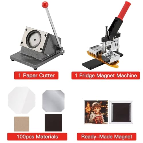 Kit fai da te per creare spille e foto magnetiche, per creare magneti e spilli da frigorifero personalizzati con accessori e taglierina inclusi
