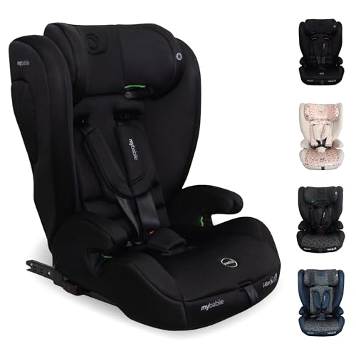 My Babiie MBCS75 Toddler to Booster R129 Child Car Seat - ISOFIX with Top Tether, Harness, 76-150cm (Approx. 9-36kg, 15 Months - 12 Years), i-Size, Group 1/2/3, Adjustable, Forward Facing - Black