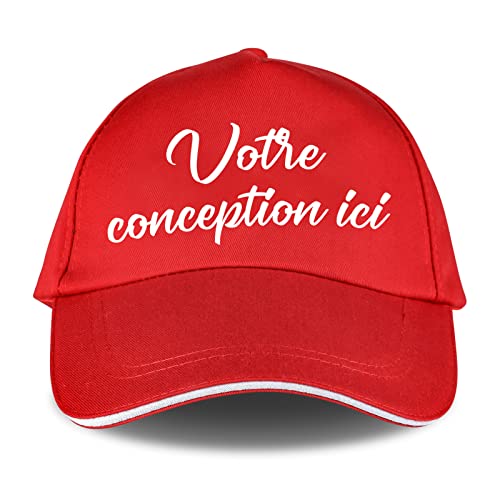 Hahagirl Casquette de baseball personnalisée, chapeau de sac à dos unisexe, casquette de logo de texte personnalisé, taille réglable de chapeaux pour les activités de plein air(L Rouge) Cover