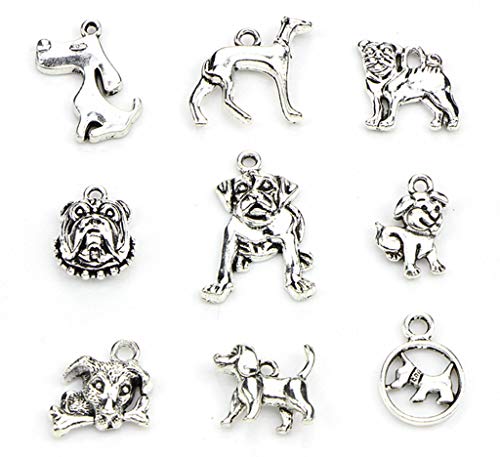 Kinteshun Assorted Dogs Pet Charm Pendant For Diy Jewelry Making Accessaries(30Pcs,Antique Silver) #TOP1