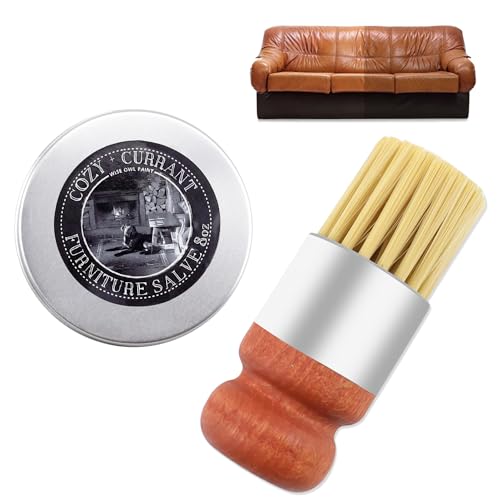 SEILETOO Wise Owl Furniture Salve for Leather, Leather Salve for Furniture, Leather Furniture Salve and Brush, Furniture Salve Brush, Leather Salve with Boar Bristle Brush for Home