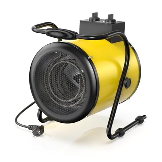 DAHTEC Calefactor Industrial 3000W - Calentador Aire Caliente Portatil - con Ajuste de ángulo de 0 a 25° y Termostato - Apto para Construcción, Garaje e Invernadero