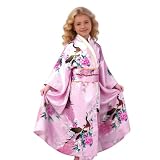 Woalopted Kimono Costume Bambina | Abito Tradizionale In Seta Con Stampa Floreale,Set Kimono Cosplay Geisha - Per Feste Di Compleanno, Spettacoli Teatrali, Palcoscenico e Raduni, Bambine da 2 a 10