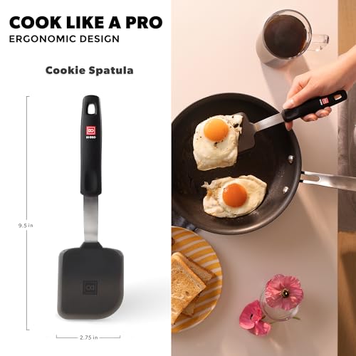 DI ORO Designer Series Flexible Small Silicone Turner Spatula ââ‚¬â€œ 600F Heat-Resistant Rubber Cookie Spatula - BPA Free and LFGB Certified Pro-Grade Silicone - Versatile Kitchen Tool
